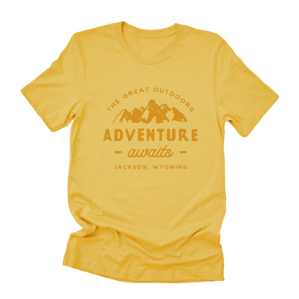 Adventure Awaits w/ City, State - Custom Duo-Tone T-Shirt