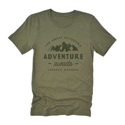 Adventure Awaits w/ City, State - Custom Duo-Tone T-Shirt