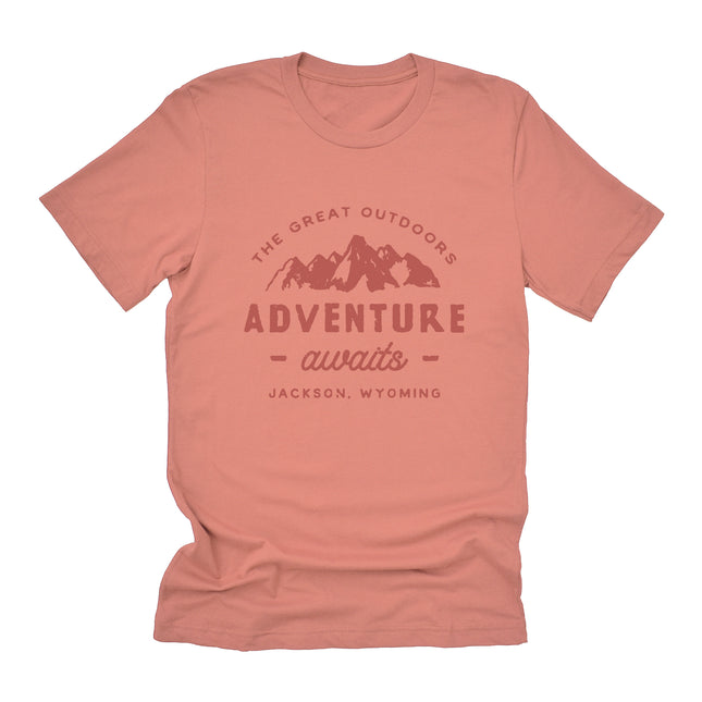 Adventure Awaits w/ City, State - Custom Duo-Tone T-Shirt
