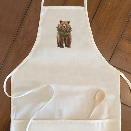 Bear with Holiday Wreath - Women's Apron