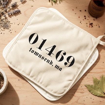 Vintage Blackletter Zipcode - Custom Cotton Pot Holder