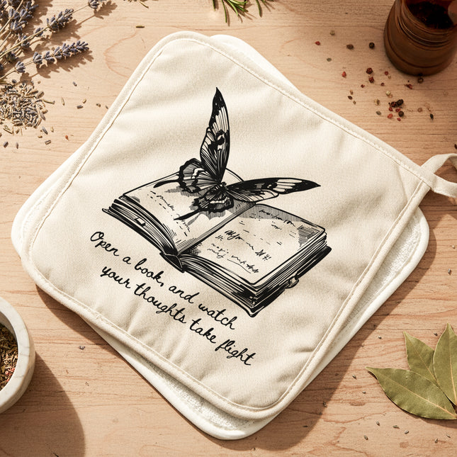 Open A Book & Watch Your Thoughts Take Flight - Cotton Pot Holder
