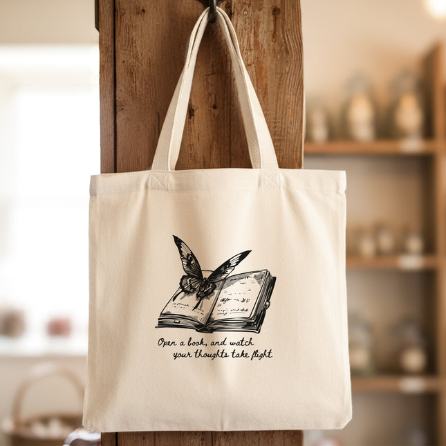 Open A Book & Watch Your Thoughts Take Flight - Canvas Tote Bag