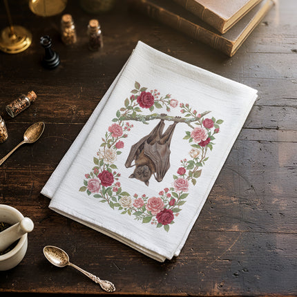 Bat & Roses - Cotton Tea Towel