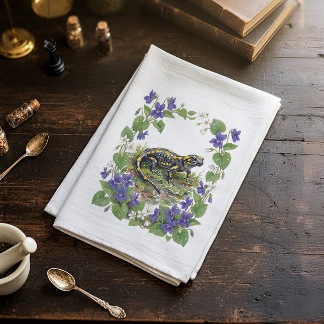 Salamander & Violets - Cotton Tea Towel