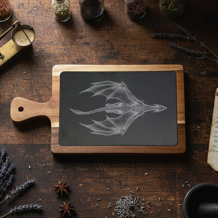 Fantasy Dragon Pencil Illustration - Slate Serving Board