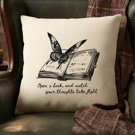 Open A Book & Watch Your Thoughts Take Flight - Square Canvas Pillow