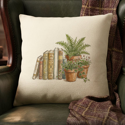 Books & Houseplants - Square Canvas Pillow