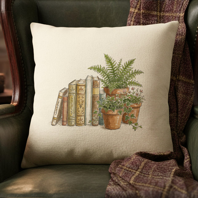 Books & Houseplants - Square Canvas Pillow