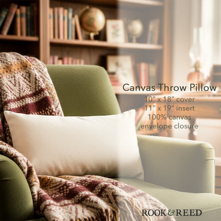 Roses & Rapier Pencil Illustration - Rectangular Canvas Pillow