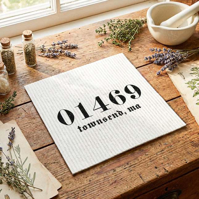 Vintage Blackletter Zipcode - Custom Swedish Dish Cloth