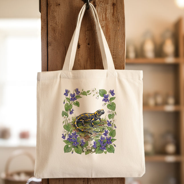 Salamander & Violets - Canvas Tote Bag