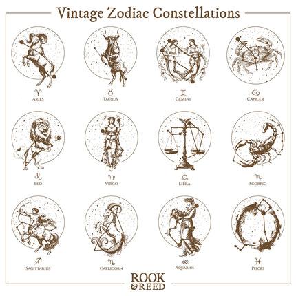 Vintage Zodiac Constellations - Canvas Tote Bag