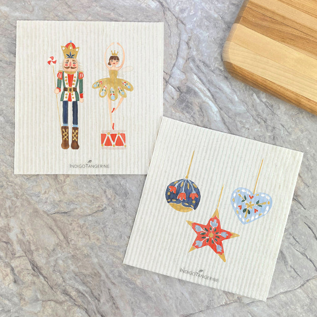 Nutcracker & Snow Queen, Ornaments 2 pk - Swedish Dish Cloth