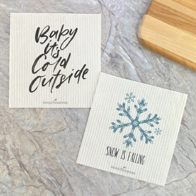 Baby It's Cold Outside, Snow is Falling - 2pk Swedish Dish Cloth