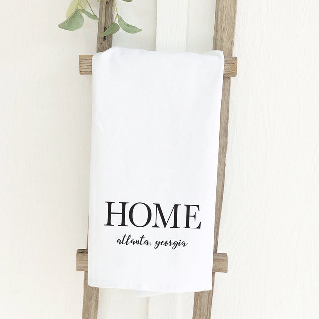 Home with City and State - Custom Cotton Tea Towel