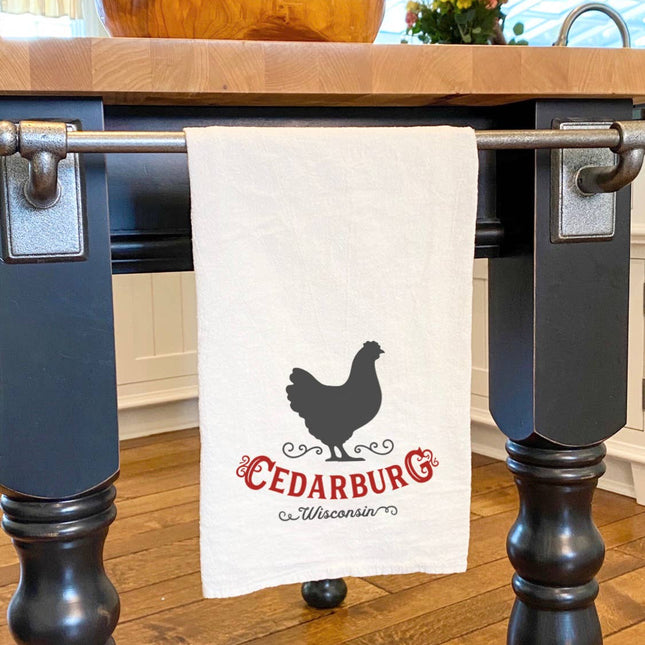 Vintage Icon (Chicken) City/State - Custom Cotton Tea Towel