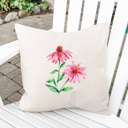 Pink Coneflower - Square Canvas Pillow