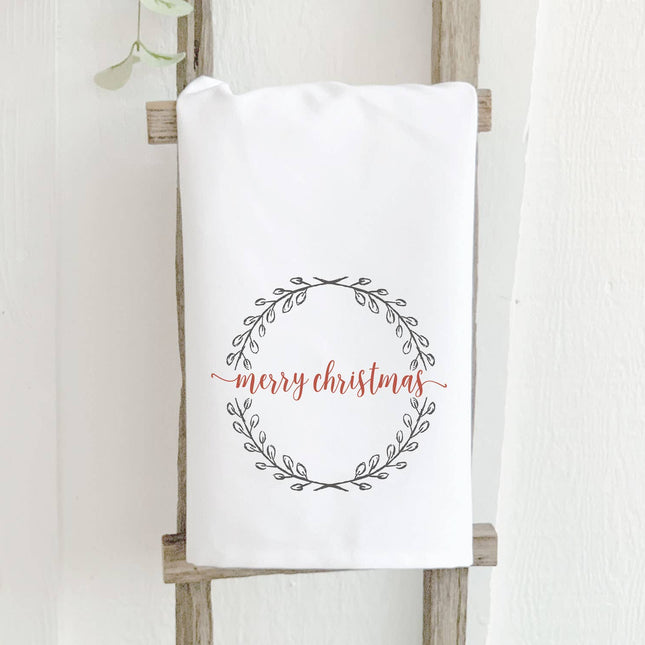 Merry Christmas Wreath - Cotton Tea Towel