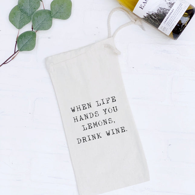 When Life Hands You Lemons, Drink Wine - Canvas Wine Bag