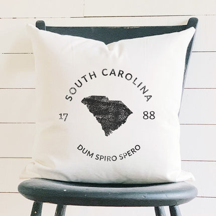 State Badge and Motto - Custom Square Canvas Pillow