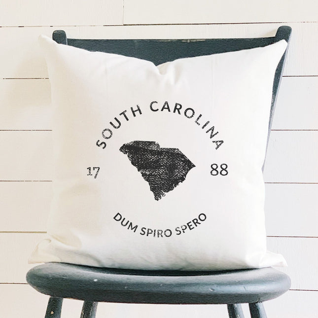 State Badge and Motto - Custom Square Canvas Pillow